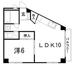 フラット南光台 1LDKの間取図画像