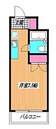 トラスティふじの木 1Kの間取図画像