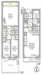 東急東横線 都立大学駅 徒歩7分の賃貸マンション 1階3LDKの間取り