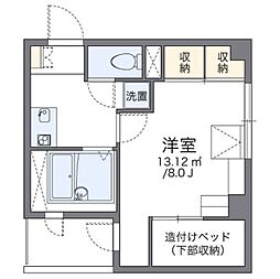 レオパレスピオニイ 1Kの間取図画像