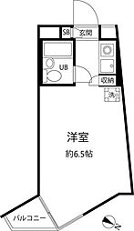 エスポワール中目黒 1階ワンルームの間取り