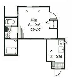 Flechir 2階1Kの間取り