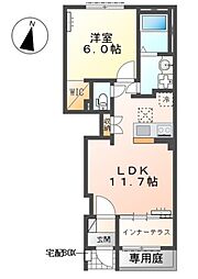 沼津市大岡字狭間新築アパート 1LDKの間取図画像
