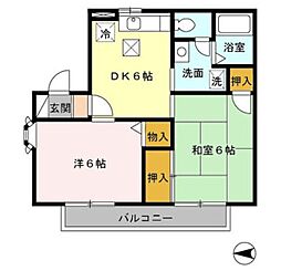 ガーデンヒルズC 2DKの間取図画像