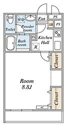 （仮）リブリ・江戸川区西小岩 2階1Kの間取り