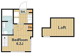 ショコラReze 2階1Kの間取り