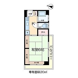 黒田ビル 1Kの間取図画像