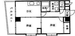 大島ビル 2DKの間取図画像