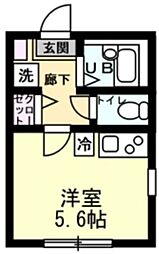 Beach Lagoon杉田 2階ワンルームの間取り