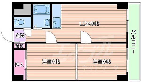 大阪府大阪市都島区網島町(賃貸マンション2LDK・2階・44.00㎡)の写真 その2