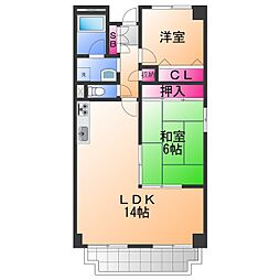 グリーングラス久米田 2LDKの間取図画像