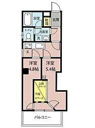 キャステル土川 2Kの間取図画像