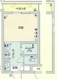 グランヴァン四谷三丁目 ワンルームの間取図画像