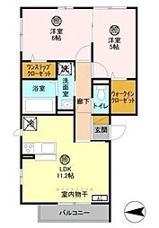 サッビア 2階2LDKの間取り