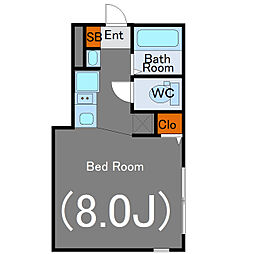 ティーグル荏原中延 1階ワンルームの間取り