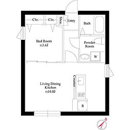 西武新宿線 下落合駅 徒歩9分の賃貸マンション 1階1LDKの間取り