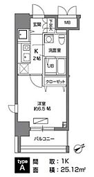 カスタリア三ノ輪 1Kの間取図画像