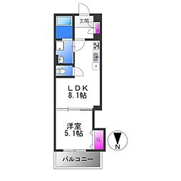 クリエオーレ東山町 1LDKの間取図画像