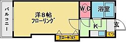 YMコーポ3 1Kの間取図画像