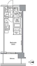 パークハビオ芝浦 6階ワンルームの間取り