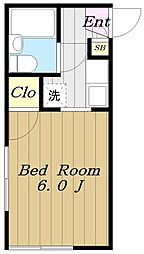 グランドヒル岡上B 1Kの間取図画像