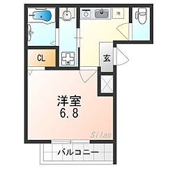 フジパレス尼崎東園田EAST 1Kの間取図画像