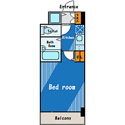 JR山手線 五反田駅 徒歩5分の賃貸マンション 11階1Kの間取り