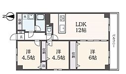シャムロック弐番館 3LDKの間取図画像