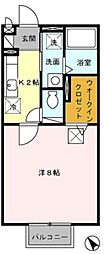 小田急小田原線 本厚木駅 バス10分 片岸下車 徒歩3分の賃貸アパート 2階1Kの間取り