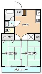 メゾン平井 5階2DKの間取り