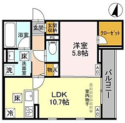Noble raffiner北浦和 1階1LDKの間取り
