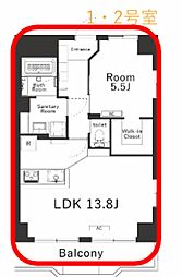 BelleviageNakayama 1LDKの間取図画像