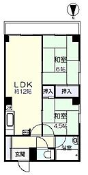 Ｔ・Ｉハイツ 2階2LDKの間取り
