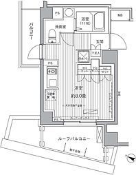 ヒューリックレジデンス茗荷谷 4階ワンルームの間取り