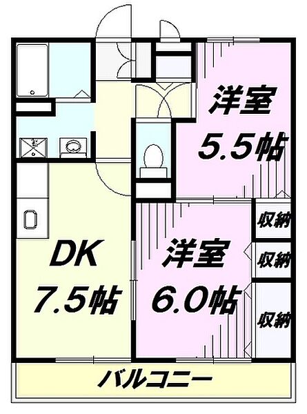 コンフォート狭山台II ｜埼玉県入間市大字狭山台(賃貸アパート2DK・2階・47.54㎡)の写真 その2