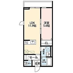 Ｌａ Ｌｉｂｅｌｌｕｌｅ 二本榎 1階1LDKの間取り
