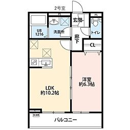 EXIV3 1LDKの間取図画像