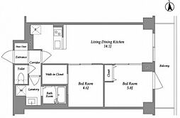 KDXレジデンス上板橋 1階2LDKの間取り