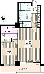 UR都市機構エルアージュ小石川B棟 1LDKの間取図画像