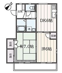 ＥＡＧＬＥ’Ｓ　ＮＥＳＴ 3階2DKの間取り