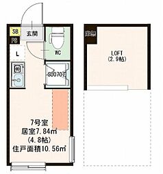 ハーモニーテラス板橋IV 1階ワンルームの間取り