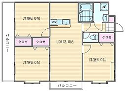アベニールKAI 3LDKの間取図画像