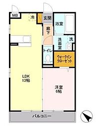 ベルウッド六番館 1LDKの間取図画像