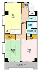 メンションロータス 2DKの間取図画像