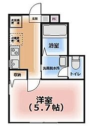 ソレイユ大森中 1階1Kの間取り