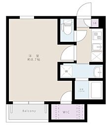 ふらんそわ せんげん台 1階1Kの間取り