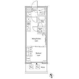 ザ・パークハビオ北千住 6階1DKの間取り