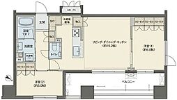 プレシス八丁堀リバーフロント 2LDKの間取図画像