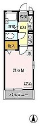 パークサイドMOGI 2階1Kの間取り