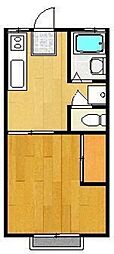 コーポ蘭 1Kの間取図画像